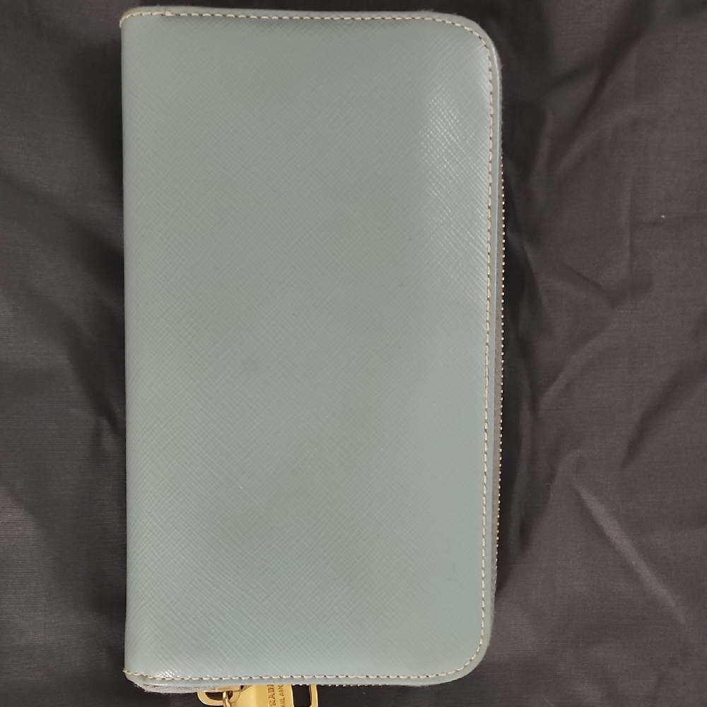 Prada **AUTHENTIC  Sky Blue Leather Wallet - Picture 9 of 10